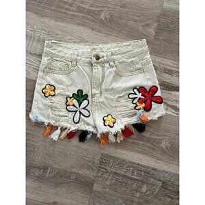 New Tassel Sequins Festival Shorts Size M women’s shorts frayed